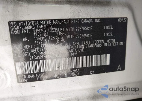 2022 Toyota Rav4 Xle z USA, uszkodzony, nr VIN 2T3W1RFV6NW226366